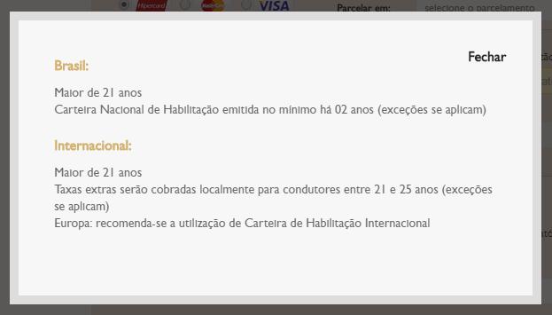 Dados do cartão que fará o pagamento da diferença.