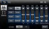 Select Preset Equalizer Basic Operations 1. Enter the EQ setup mode Touch the [ ] icon in the user interface and the EQ setup interface will display on the screen. 2.