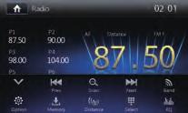 Radio Mode Tuner TFT Display 1. Touch to view the SOURCE MENU and select a new playback source 2. Distant signal broadcasting indicator 3. Current radio band indicator 4. Clock 5.