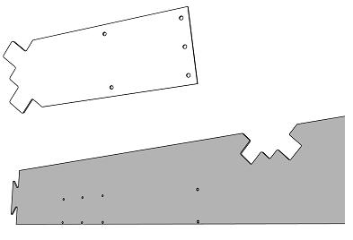 5/ 38 5) Um gabarito de auxílio à fixação do quadro, composto de uma parte de 20cm de comprimento com dezesseis furos e uma menor com cinco furos para auxílio à fixação