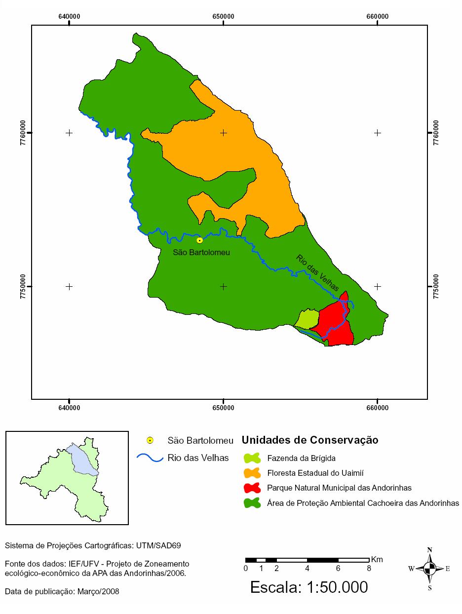 Estadual de Florestas IEF) e a Fazenda da Brígida (área protegida da Universidade Federal de Ouro Preto UFOP) formam um mosaico de UCs (figura 2).