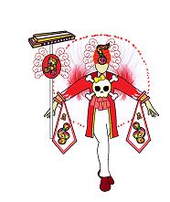 15 Organograma Oficial Batata de Contenda - 2017 representa essa gaita, que é um símbolo de mão. O vermelho e o crânio aludem à morte.