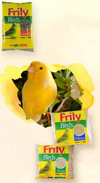 Girassol Frily Fritz&Frida 500g 3,99 Alimentação completa Pássaros precisam de uma alimentação completa para manterem sua saúde, bem-estar e aparência.