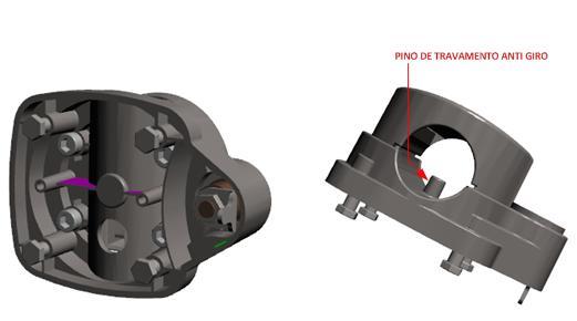 9 INSTALAÇÃO DO BF700 Manual de Instalação Leitor Biométrico Facial BF700 9.1 PREPARAÇÃO DO BALAUSTRE 9.1.1 Conjunto Base de fixação / Pino Anti-Giro A base de fixação é o conjunto sobre o qual o BF700 é fixado ao balaústre.