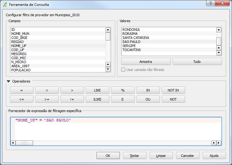 Consultas (filtros) no QGIS 1. Introdução Um dos recursos mais utilizados nos SIGs é a capacidade de manipular os dados espaciais através de expressões lógicas gerando Consultas e Mapas Temáticos. 2.