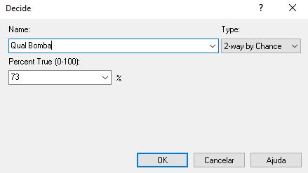 utilizou-se o bloco Decide com as probabilidades de abastecimento