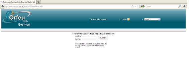 2. PASSOS PARA ACESSAR O SISTEMA Acessar, através da barra de endereços do navegador, o seguinte endereço: http://www.each.usp.