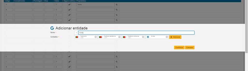 código atribuído; O mesmo código não pode ser usado em mais do que uma fração; A plataforma alerta o utilizador em qualquer destas situações.