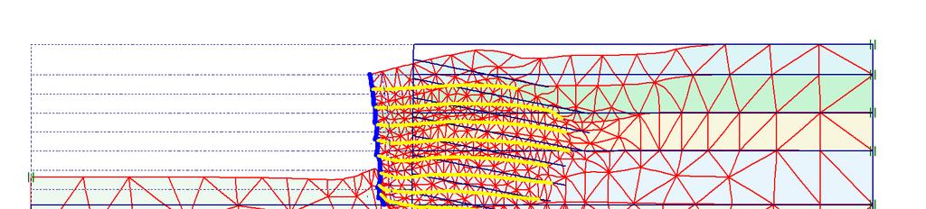 85 Figura 37: deformada da estrutura de solo grampeado para a análise elástica perfeitamente plástica IV com correção dos módulos de deformabilidade do SRGPA em função da deformação de cisalhamento