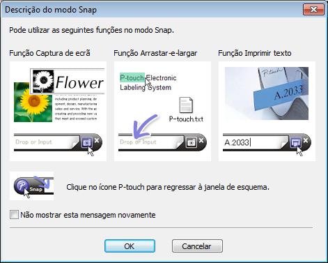 Como utilizar o P-touch Editor Modo Snap Este modo permite-lhe capturar a totalidade ou uma parte do conteúdo do ecrã do computador, imprimi-la como imagem e guardá-la para utilização futura.