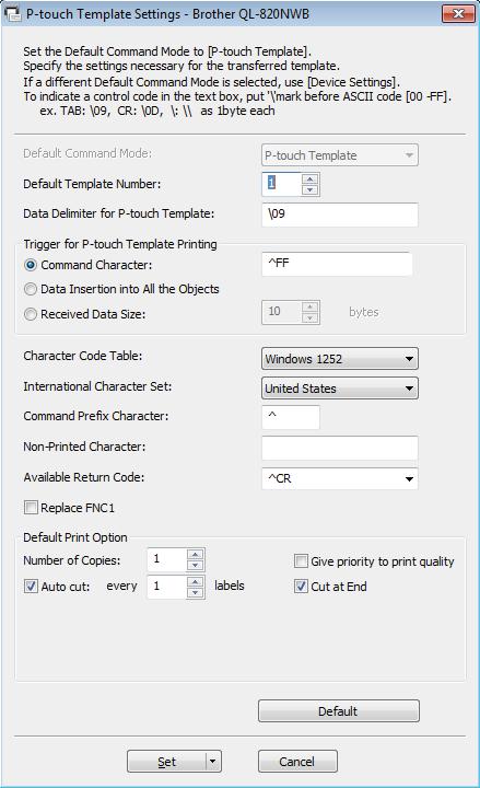 Imprimir etiquetas utilizando o P-touch Template Preparação 5 Antes de ligar o leitor de códigos de barras à impressora, especifique as definições do leitor de códigos de barras através da ferramenta