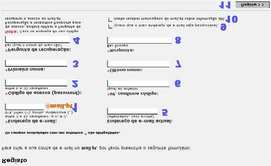 REGISTO DE UM ENDEREÇO... 7 http://www.uarte.mct. 3 Primeiro nome no Exp. seria José. 7 Último nome No Exp. seria Rosa. 4 Pergunta de recuperação Para utilizar no caso de se esquecer da sua senha.