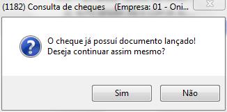 era aceito cheque com algum documento vinculado a ele com a situação de Lançado, agora é aceito, porém o usuário é