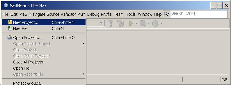 1. Carregue o IDE NetBeans 3 2. Crie um novo projeto. Escolha, no NetBeans, File New Project.
