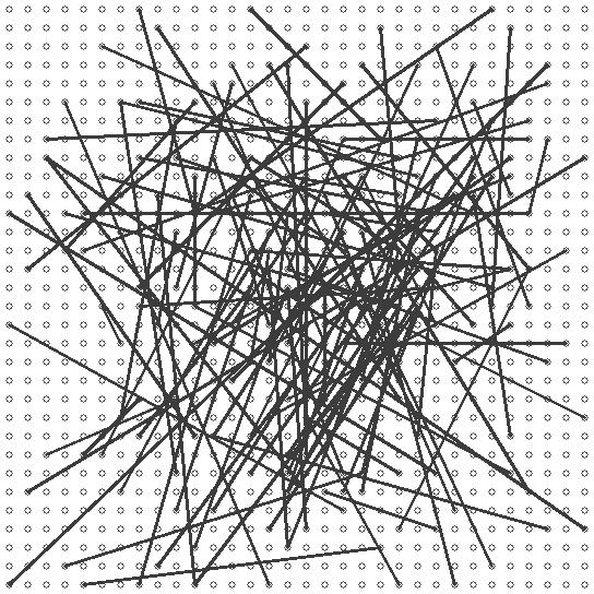 3.1. Detecção e descrição de pontos-chave 27 Figura 16 Padrão de 128 pares de pontos de amostragem do algoritmo BRIEF. Fonte: Calonder et al. (2010).