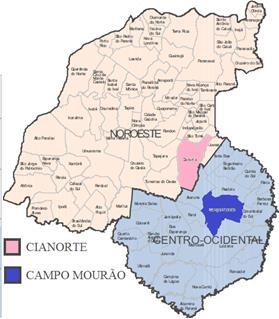 O município de Campo Mourão está localizado na região Centro-Ocidental do estado do Paraná e o município de Cianorte na região Noroeste.