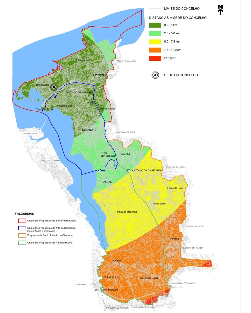 A generalidade do território beneficia dum elevado grau de acessibilidade viária relativamente à Sede de Concelho (os núcleos urbanos com maior densidade populacional e a maioria dos pólos