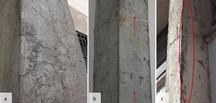 95 escadas), sendo as paredes de vedação constituídas de blocos de concreto sem revestimento na parte externa e em alguns pontos com aplicação de revestimento na área interna.