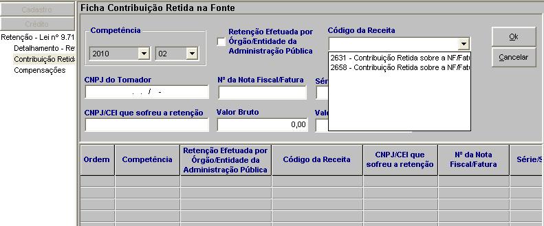 cuja Caixa de Verificação Compensação na sucessora não tenha sido marcada, caso tenha sido escolhida a opção Cisão Total ou Cisão Parcial no campo Situação Especial da Ficha Novo Documento; - o