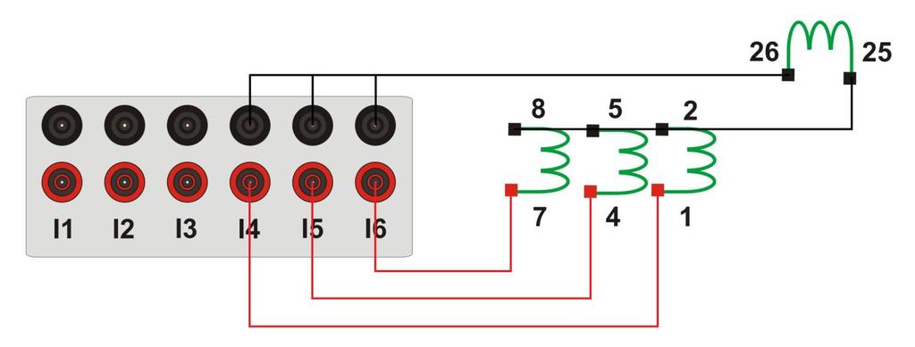 2 Bobinas de Corrente Para estabelecer a conexão das bobinas de corrente, ligue os canais de corrente I4, I5 e I6 aos pinos 1, 4 e 7 respectivamente do