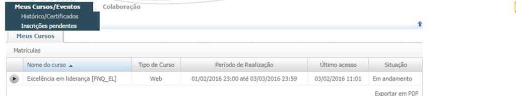 Você foi direcionado à tela de acesso ao(s) curso(s).