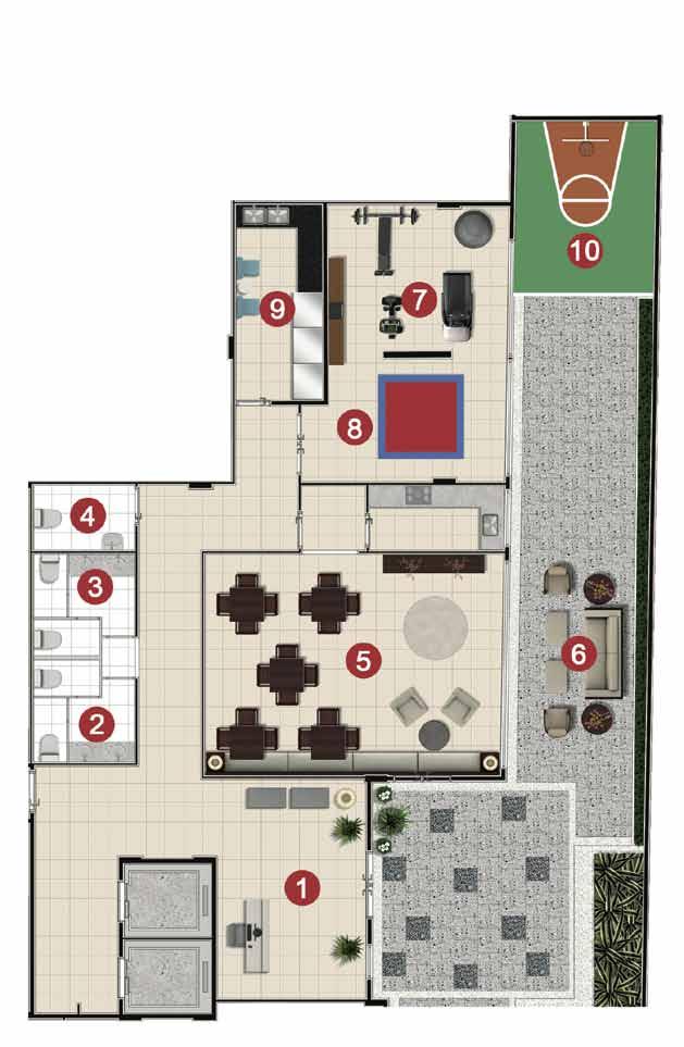 Masterplan - PUC - faces residencial faces residencial 1. Lobby Residencial 2. Banheiro Feminino 3. Banheiro masculino 4.