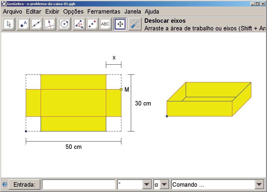 Motivação: o problema da caixa Você foi contratado por uma empresa que fabrica caixas sem tampa. Cada caixa é construída a partir de uma folha retangular de papelão medindo 30 cm 50 cm.