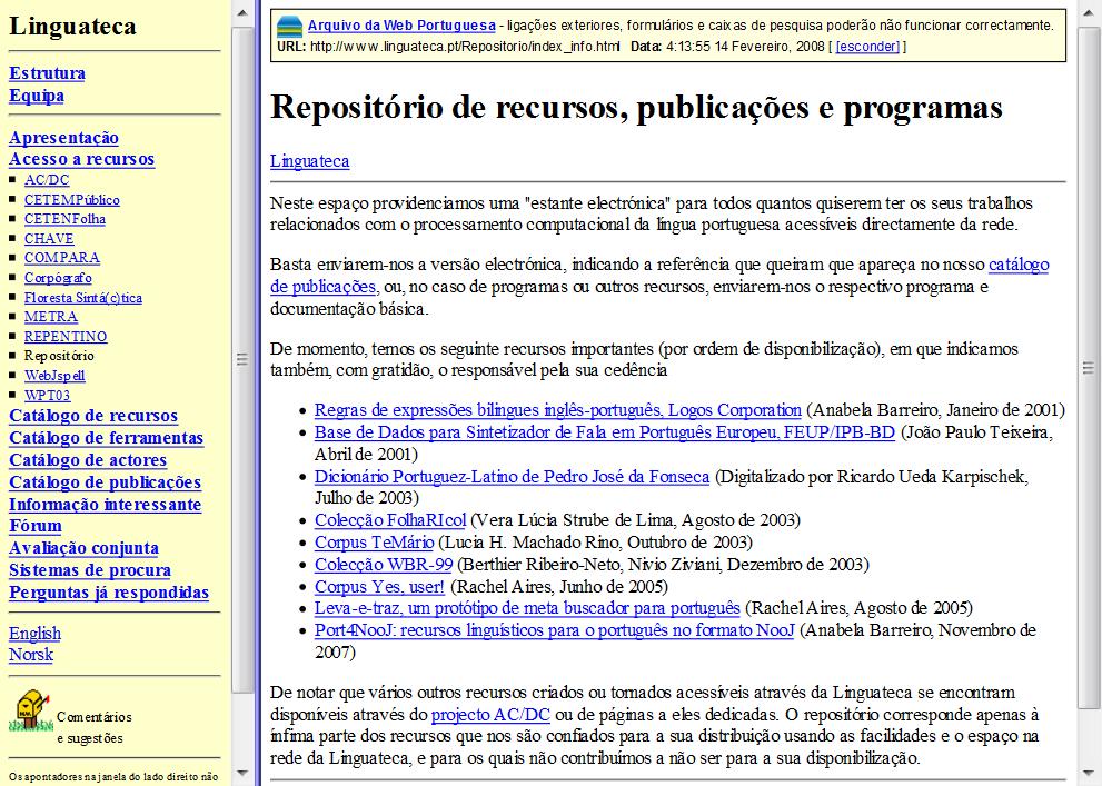 Projecto Linguateca (1998-2010):