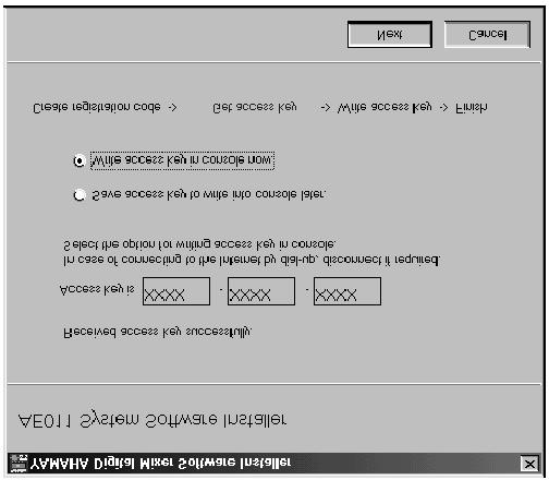 11 Selecione [Connect to the authentication server on the Internet and get access key now], e em seguida clique em [Next].