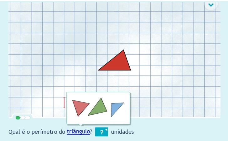 6 Encoraje estratégias singulares, como usar a simetria para encontrar comprimentos. Por exemplo, o triângulo apresentado acima é um triângulo isósceles.