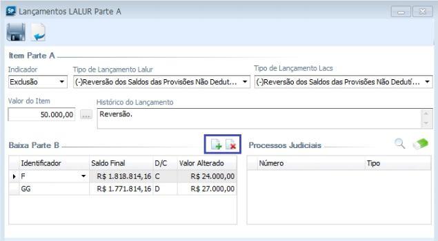 1.2 SPED ECF 1.2.1 LALUR/LACS Tratamento na funcionalidade LALUR/LACS para permitir mais de um Identificador Parte B para um lançamento da parte A, quando este não for oriundo de baixa automática.