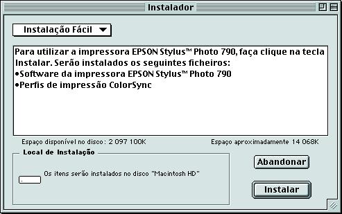 Instalar no Macintosh Siga as instruções fornecidas nesta secção para instalar o software da impressora, seleccionar a impressora no Selector de recursos e instalar o EPSON PhotoQuicker.