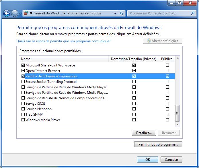 1 Verifique a partilha de ficheiro e impressora 1 No botão [Iniciar] no Windows, seleccione [Painel de Controlo], [Sistema e Segurança] e [Deixar um programa passar pela Firewall do Windows].