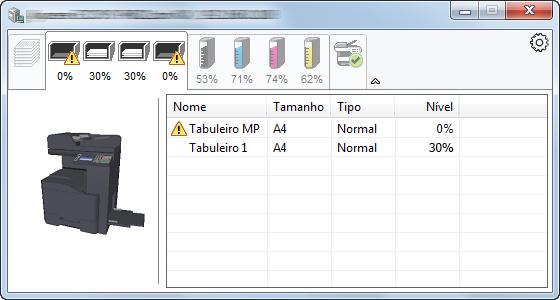 Imprimir a partir do PC > Monitorizar o estado da impressora (Status Monitor) Separador de Evolução da Impressão É apresentado o