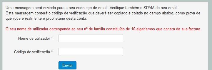 Para completar o processo de reposição d a senha, indique uma nova senha no ecrã seguinte.