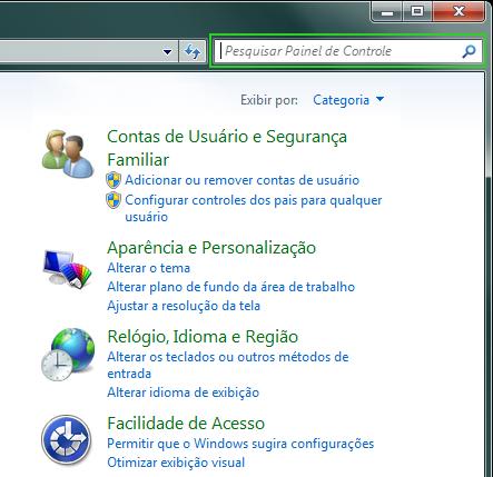 Use o Painel de Controle para alterar configurações O Painel de Controle é o principal lugar para se alterarem configurações.