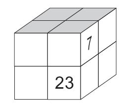 6. Todos os números de 1 a 24 devem ser escritos nas faces de um cubo, obedecendo-se às seguintes regras: em cada face devem ser escritos quatro números consecutivos; em cada par de faces opostas, a