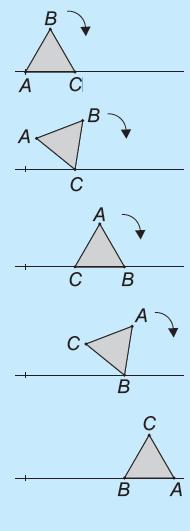 18. Um triângulo equilátero ABC gira uma vez em torno do