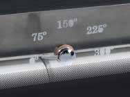 Thermometer of 300ºC screen printed on the glass for controlling the temperature. Termómetro até 300ºC serigrafado no vidrio para controle da temperatura.
