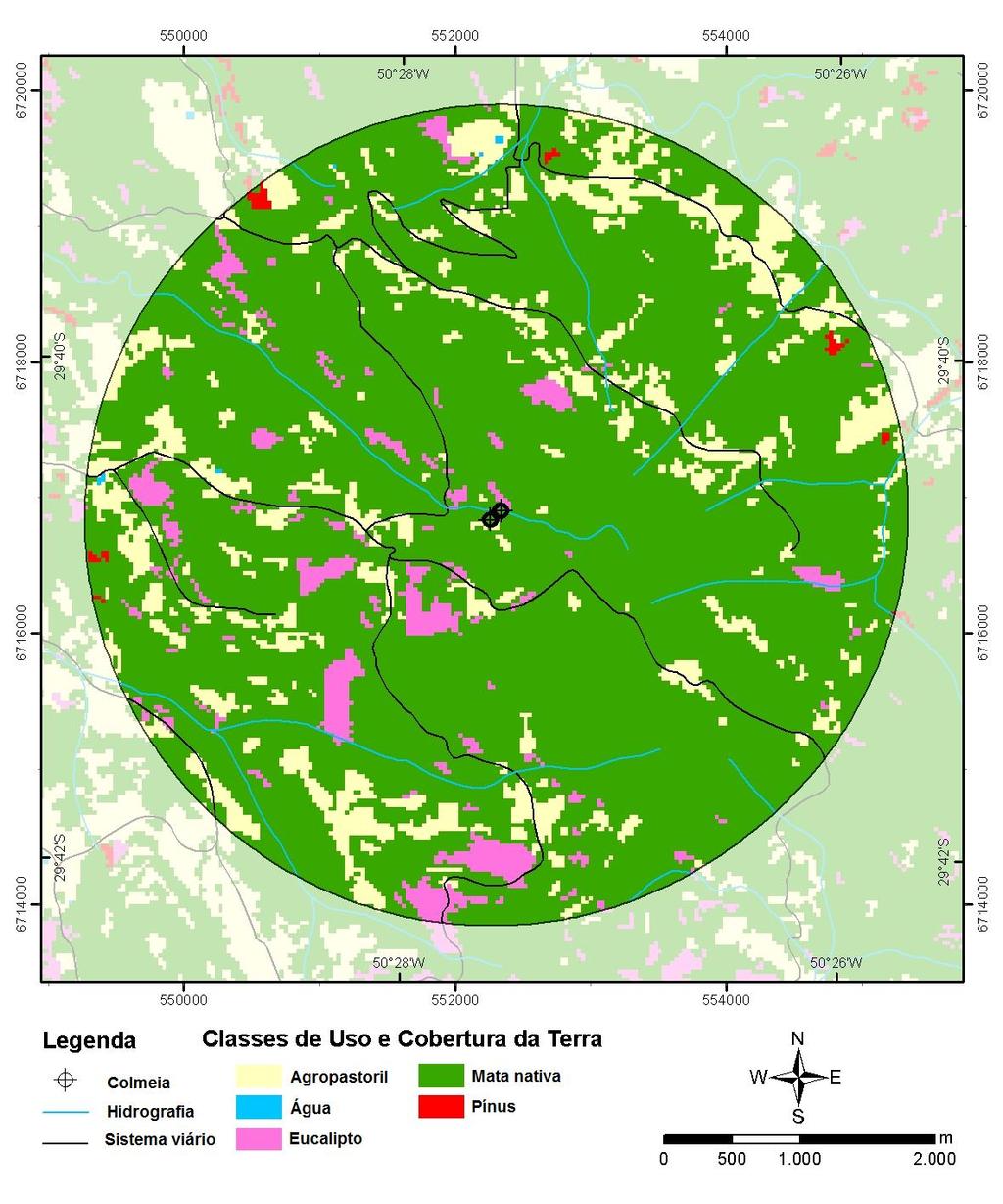 Fig 5 Classificação do uso e cobertura da terra do entorno das colmeias estudadas de Apis mellifera e