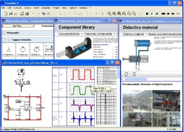 Permitie a construção da simbologia de componentes pneumáticos válvulas, cilindros; Permitir a simulação online com o Hardware, apresentação de descrições de Todos os componentes da biblioteca; o Uso