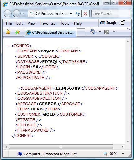 Componentes da aplicação SAGEBayerExporter.exe ConfigSAGE.xml Instalação Este produto requer apenas a cópia dos dois ficheiros atrás referidos para uma directoria qualquer.