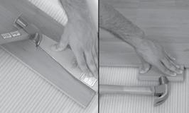 Espaçadores Comece a aplicação do piso colocando 2 pares de Espaçadores Durafloor no sentido do comprimento da régua e 1 par na largura, entre a régua e a parede, para garantir o espaço de dilatação.