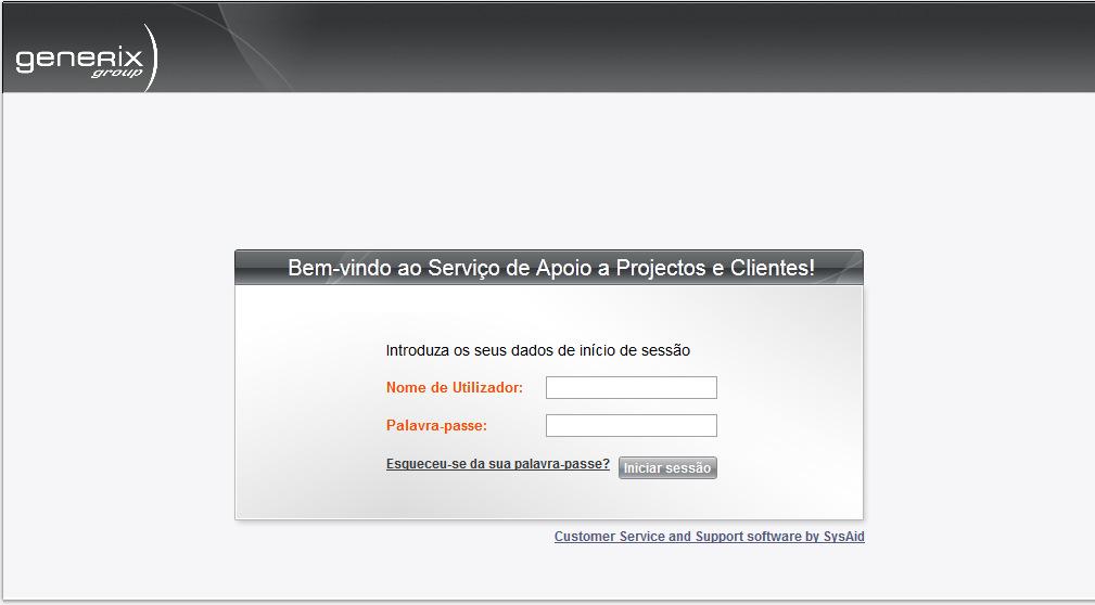 Como aceder Inicialmente irá receber o seguinte e-mail, dando-lhe as boas vindas e indicando que a sua conta foi criada com sucesso e facultando-lhe os dados de acesso: De: <generixpt@sysaidcss.