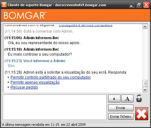 O seu administrador pode determinar que mensagens o seu cliente verá antes do início da sessão.