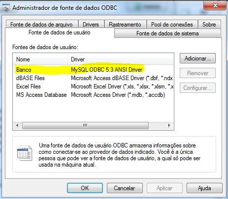 10º Passo: Verifique se aparece o novo banco e pode clicar em OK nesta tela também.