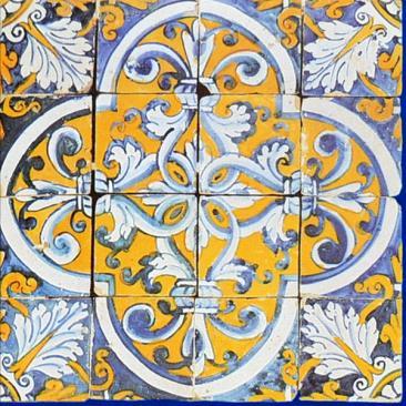 Na Igreja de São Francisco, em João Pessoa, na Paraíba, encontramos padrões muito parecidos nas cores azul, amarelo e branco.