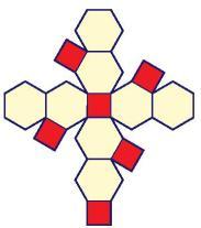 60 vértices; Icosaedro truncado 12 faces pentagonais; 20 faces hexagonais; 90 arestas.