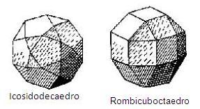 não aparecem nas obras de Piero della Francesca, icosidodecaedro e o rombicuboctaedro, ilustrados na Figura 38. Figura 38. Icosidodecaedro e rombicuboctaedro. Fonte: Cromwell, 2008, p.160.