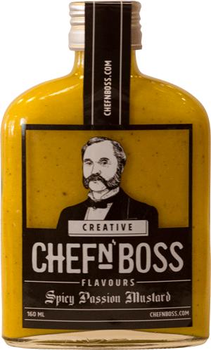 CHEF N BOSS SPICY PASSION MUSTARD Picância Muito Leve Completamente Vegana Ingredientes: mostarda em pó, vinagre,